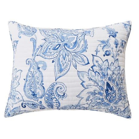 Levtex Home - Bennett Quilt Set - King/Cal King Quilt with Two King Pillow Shams - Floral Paisley - Blue and White - 106x92in and Pillow Sham Size 36x20in - Reversible - Cotton Levtex Home