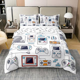 100% Cotton Gamer Bedding Sets for Boys,Gaming Duvet Cover Set Full Size,Boys Video Games Comforter Cover,Gamepad Designs Bed Set for Teen Boys Bedroom,Joystick Controller,3 Pcs with 2 Pillow Shams Erosebridal