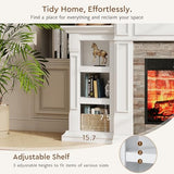 LGHM 72" Electric Fireplace with Mantel, Fireplace TV Stand for TVs Up to 80 Inch, Modern Entertainment Center with Storage, Realistic Stacked Stone Surround with Remote Control for Living Room LGHM