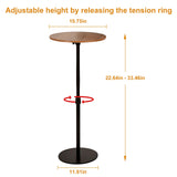 ERFEI Bar Table 15.75inch Small Round Top Adjustable Height 22.64-33.46in Multifunctional Side Table for Pub Bar Dining Bistro Cafe ERFEI