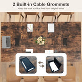 GOFLAME 8 FT Conference Room Table, Large Meeting Desk Seats up to 10 People, 2 Cable Grommets, Rectangle Seminar, Business Table, Training for Office, Boardroom, Rustic Brown + Black GOFLAME