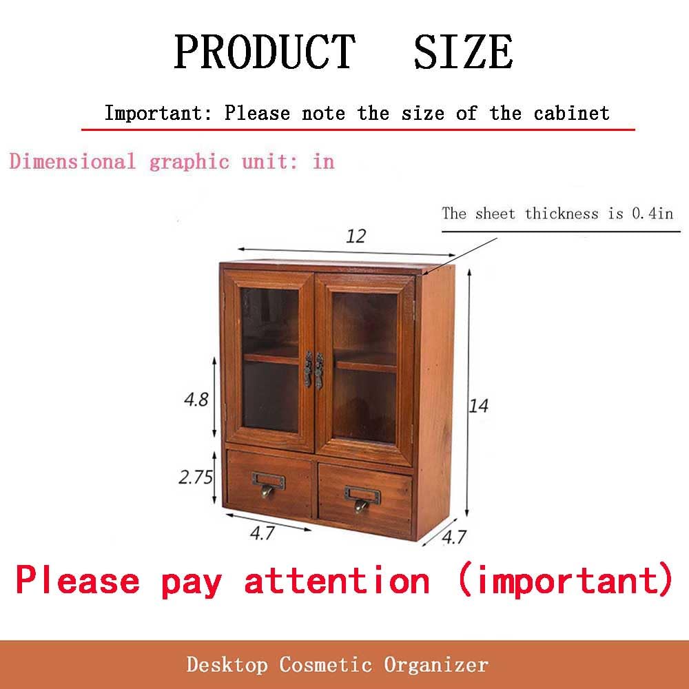 RZGZKLSH Rustic Vintage Mini Wood Counter Top Cabinet, Wall Mount Pine Display Case, Wall Storage Cabinet, Cabinet That Sits on Countertop-Floating Shelf Cabinet Organization12 x4.7"x14"(Brown) RZGZKLSH