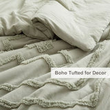Oli Anderson Boho Tufted Comforter Set King Size, 3 Pcs Soft Jacquard Bedding Set for All Seasons, Shabby Chic Farmhouse Bedding Set with Comforters for All Seasons (Mist Sage, King) Oli Anderson