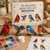 DIY 3D Animal Bead Embroidery Kit, 4pcs Bird Beading Crafts with Instructions, Cute Bead Art Handmade Bird Gift for Beginners & Craft Enthusiasts