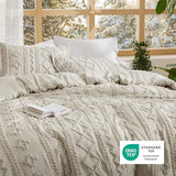 Bedsure Tufted Boho Comforter Set King Size - Linen Boho Bed Set, GentleSoft™ 3 Pieces Farmhouse Shabby Chic Embroidery Bedding, Gifts for Woman, Soft Jacquard King Comforter for All Seasons Bedsure
