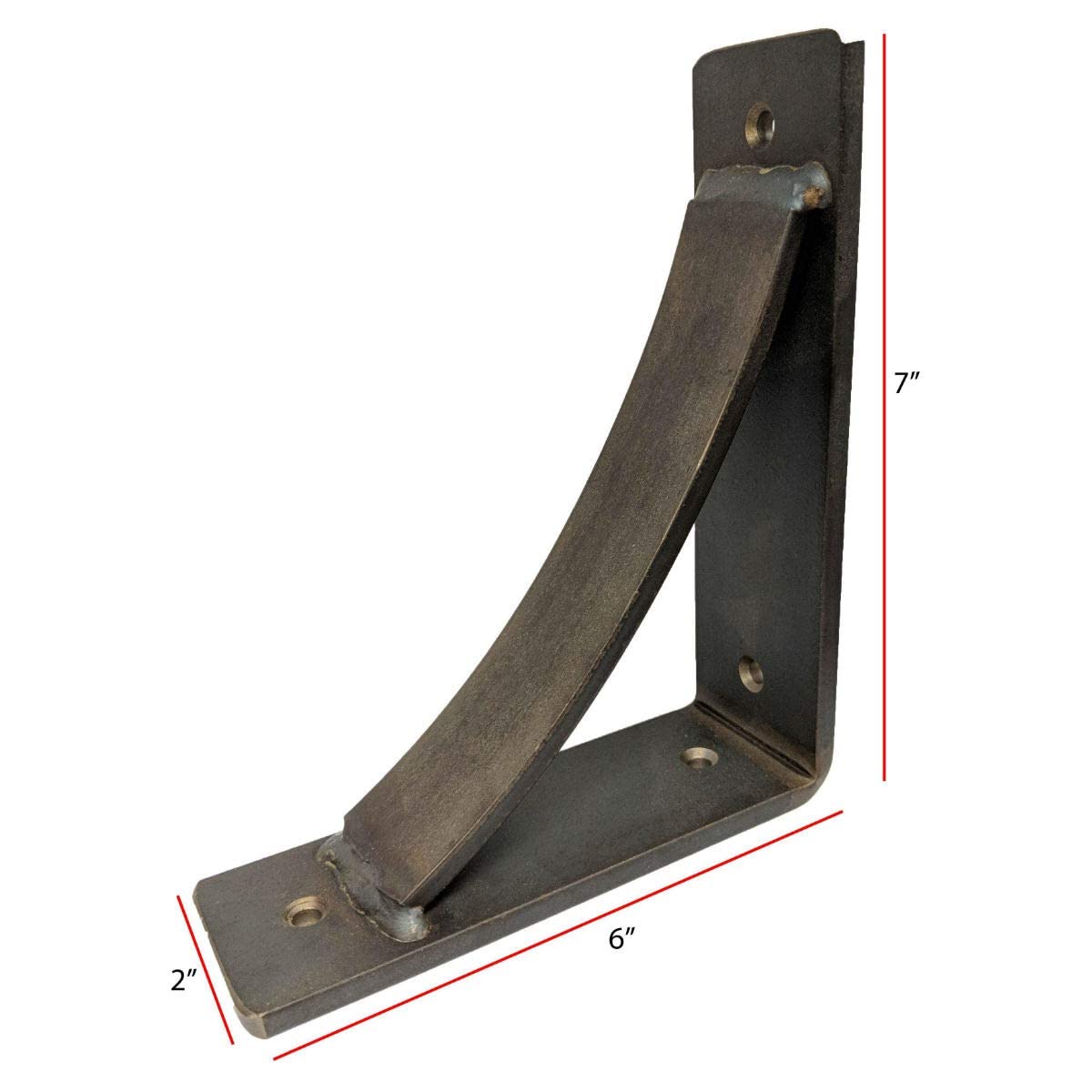 RRD Steel Mantel Brackets Heavy Duty (2 Pack) Fireplace Mantel Brackets - Countertop Support Bracket - Hand Welded Steel Bracket - Mantel Bracket Rustic Farmhouse Décor (6"x7"x2", ¼” Natural Steel) Rustic Red Door Co.