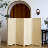 Pawlabay 4 Panel Short Panel Divider Screen,3.95 FT Tall Bamboo Room Divider Folding Privacy Screen,Short Panel Divider Freestanding Room Divider for Room Seperation,Beige PawlaBay