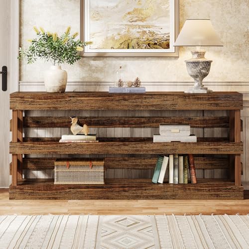 Tribesigns 70.9-Inch Extra Long Console Table, Farmhouse Entryway Table with 3-Tier Storage Shelf, Narrow Sofa Table Behind Couch, Wood Console Table for Living Room, Hallwahy, Foyer Tribesigns