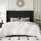 Allewie Queen Size Lift Up Storage Bed Frame, Hydraulic Support System, Upholstered Platform Bed Frame, Underneath Storage, Vertical Channel Tufted Headboard with Wingback, No Box Spring Needed, Black Allewie