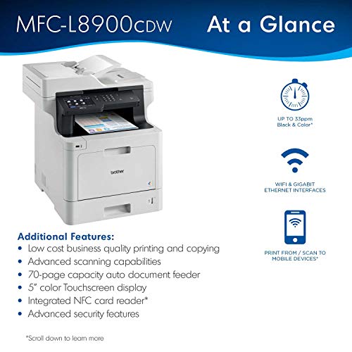 Brother MFC-L8900CDW Business Color Laser All-in-One Printer, Amazon Dash Replenishment Ready Brother