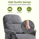 UMBFUN Power Recliner Chair with Remote Control, 21" Wide Seat Small Recliners with Side Pocket for Adults, Thick Cushions Chair for Living Room & Bedroom, Light Grey