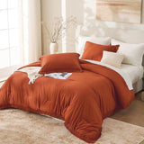 Andency King Size Comforter Set Burnt Orange, 3 Pieces Boho Terracotta Soft Lightweight Bedding Comforter Sets, Rust Tassel All Season Bed Set (104x90In Comforter & 2 Pillowcases) Andency