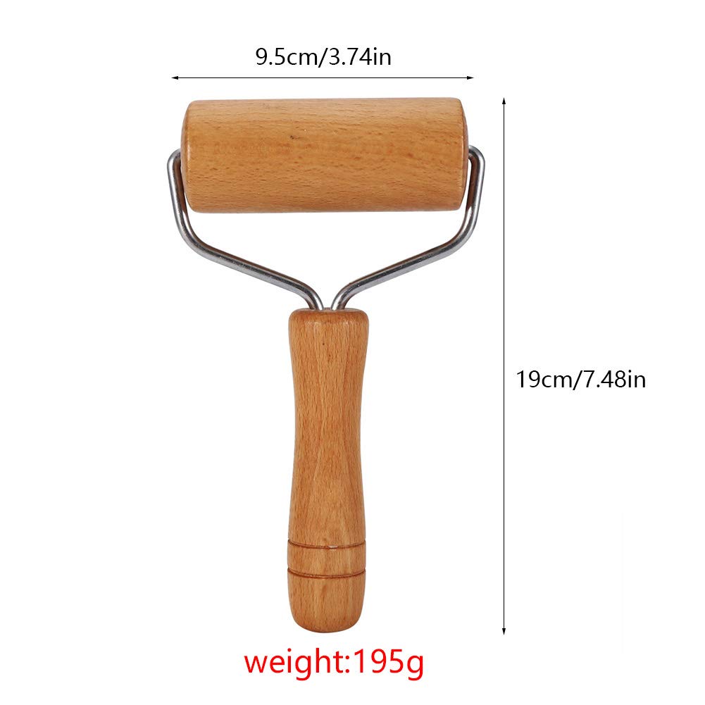 Watris Veiyi Small Rolling Pin, Wooden Dough Roller, Non-Stick Pizza Roller, Dough Baker Roller Set for Home Kitchen Baking Cooking(9.5cm/3.74in) Watris Veiyi
