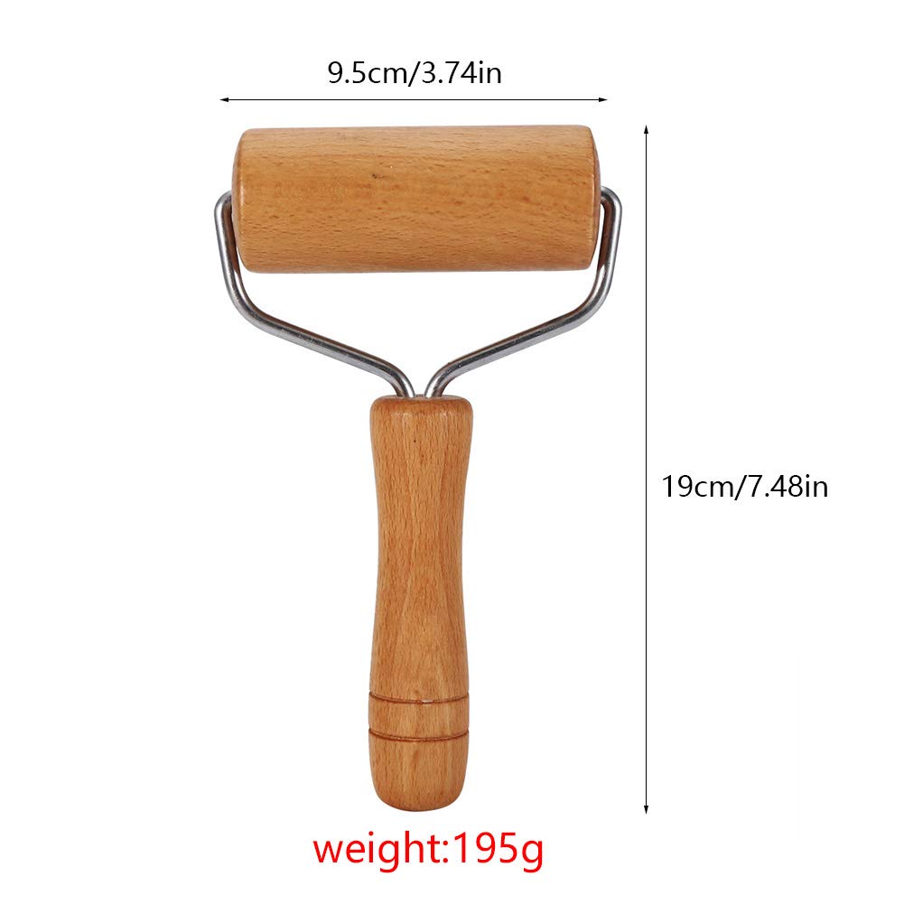 Watris Veiyi Small Rolling Pin, Wooden Dough Roller, Non-Stick Pizza Roller, Dough Baker Roller Set for Home Kitchen Baking Cooking(9.5cm/3.74in)