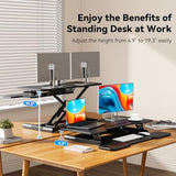 JYLH JOYSEEKER 35" Standing Desk Converter, Height Adjustable Desktop Riser with Keyboard Tray for Two Monitors, Sit to Stand up Computer Workstation for Home Office, Black JYLH JOYSEEKER