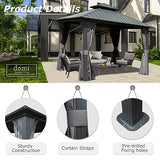 Domi 10' X 10' Hardtop Gazebo, Aluminum Metal Gazebo with Galvanized Steel Double Roof Canopy, Curtain and Netting, Permanent Gazebo Pavilion for Patio, Backyard, Deck, Lawn domi outdoor living