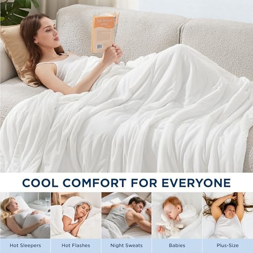 Bedsure Cooling Comforter King Size - GentleSoft Moisture Wicking Cooling Blanket for Hot Sleepers, Breathable Lightweight Duvet Insert, Dual-Sided Summer Blanket, White, 102x90 Inches Bedsure