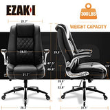 High Back Office Chair- Flip Arms Adjustable Built-in Lumbar Support, Executive Computer Desk Chair Work Chairs, Thick Padded Strong Metal Base Quiet Wheels, Ergonomic Design for Back Pain EZAKI