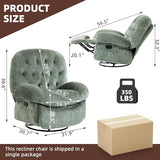 AISALL Recliner Chair for Adults, 360° Swivel Manual Recliner with Side Pocket, Nursery Rocking Chair with Comfortable Chenille Arms and Back for Living Room, Bedroom, Reading (Green)