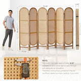 Asnefeli 6 Panels Room Divider, Foldable Wooden Room Divider, Individual Privacy Screen Made of Hand-Woven Rattan, Portable Wall Divider for Home Office Bedroom Bathroom Dressing Room (Natural) Asnefeli