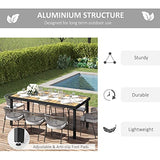 Outsunny 75" x 35" Outdoor Dining Table for 8 People, Rectangular Aluminum Frame Garden Table with All-Weather Faux Wood Top for Garden, Lawn, Patio, Tan Outsunny