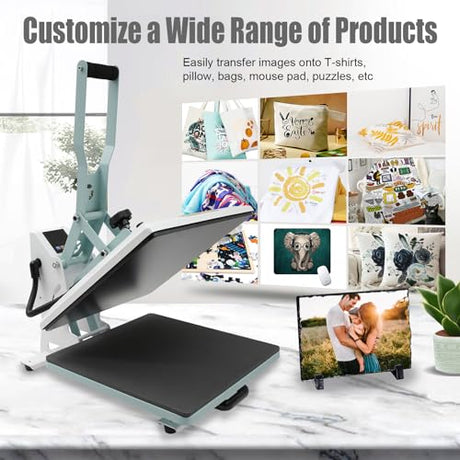 BetterSub Heat Press 15x15 inch Digital Heat Press Machine, Slide Out Industrial Quality T-Shirt Heat Transfer Machine Teal BetterSub