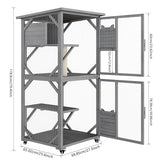 OFIKA Outdoor Catio Cat Enclosure with Waterproof Roof,Platforms,Upgraded Resting Box, 70.4’’cat Houses & Condos on Wheels for Outdoor Patio,Cat Window Box,Scratching Post（Grey0） OFIKA