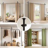 Gonnrly Room Divider Tension Rod No Drilling, Adjustable 72-200" W x 43-120" H Room Divider Curtain Rod, Black gonnrly