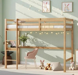 Bellemave Twin Loft Bed with Desk,Loft Bed for Kids, Boys, Girls,Wooden Loft Be Frame with Desk and Ladder, Natural Bellemave