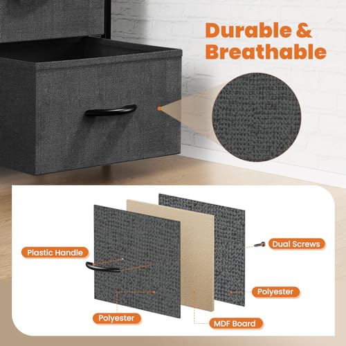 Sweetcrispy Nightstand with 2 Storage Drawers, 20" Height End Tabl Small e Bed Side Furniture, Wooden Top Fabric Cabinet Kids Night Stand Mini Dresser for Bedroom, Closet, Entryway, College Dorm Sweetcrispy