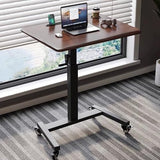 RJYYYDS Foldable Manual Crank Standing Desk, Adjustable Sit-Stand Office Desk with Movable Wheels, Easy to Install for Home and Office,Brown-One Size RJYYYDS