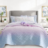 SCHNAUZER HOME Quilt Set Full Queen Size 3 Piece, Bailey Pattern Printed Bedding Coverlet Set, Lightweight Soft Reversible Bedspread Sets for All Season (1 Quilt & 2 Pillow Shams) SCHNAUZER HOME