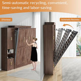 Rophefx Murphy Bed Queen with 2 Side Cabinet Storage Shelves, Queen Wall Bed Cabinet with USB Port, Wood Foldable Platform Bed Frame, Space Saving Beds, Modern Hidden Bed for Guest Room, Home, Walnut Rophefx