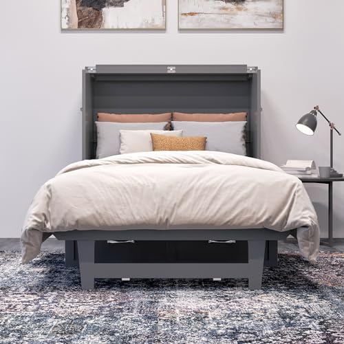 AFI, Northfield Murphy Bed Chest Twin XL with 6" Mattress, Storage Drawer & Built-in USB Charger, Grey AFI