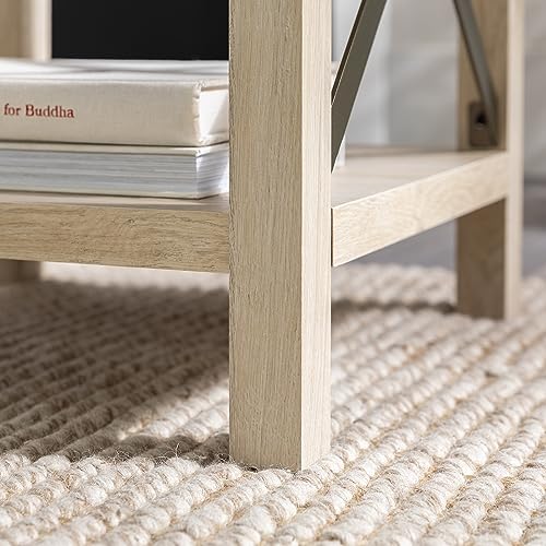 Walker Edison Sedalia Modern Farmhouse Metal X Side Table, 18 Inch, White Oak Walker Edison