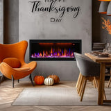 42 inch Smart Electric Fireplace with App Control, Wall Mount & in Wall recessed Fireplace Inserts, Multicolor Flame w/Realistic Log &Crystals, Overheating Protection and Timer, 750W/1500W, Black Dreamflame