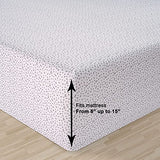 LANE LINEN 100% Organic Cotton Twin Fitted Sheet & Pillowcase Set, Percale Weave, Lightweight, Breathable, Fits Mattress Up To 15" Deep - White (Grey Dot) (No Flat Sheet) LANE LINEN