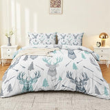 Double-Sided Printed Bedding with Minimalist Deer Modern - Ultra-Soft Microfiber Duvet Cover Set Single Durable Zipper Closure, Comfortable Quilt Cover for Bedroom Décor White Generic