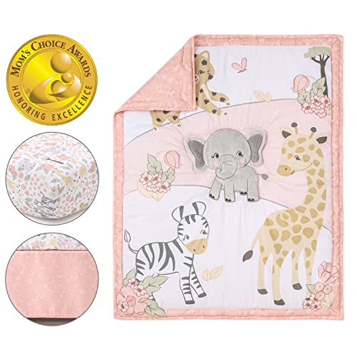 The Peanutshell 3 Piece Baby Crib Bedding Set for Girls - Newborn, Infant & Toddler Nursery Bed Set Decor with Fitted Crib Sheet, Dust Ruffle, Crib Comforter - Wildest Dreams The Peanutshell