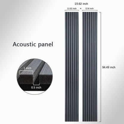 ARTSLAT 3D Fluted Sound Absorbing Acoustic Wood SLAT Wall Panels | Wall Panels for Interior Wall Decor | Luxury Wood Veneer Panel | 94.48 * 23.62in | 2PCS Coverage | Matte Black - WoodArtSupply