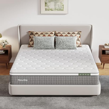 Novilla 12 Inch Full Size Mattress, Hybrid Mattress Full with Pocketed Coils & Gel Infused Memory Foam & Nylon Cooling Fabric for Motion Isolation & Pain Relief Comfort CertiPUR-US Certified Novilla