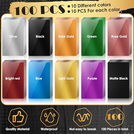 weparmeety 100 Pcs Metal Engraving Blanks Colorful Aluminum Sheet Laser Engraving Business Card Multipurpose DIY Gift Cards 86 x 54 x 0.21 mm（10 Colors) weparmeety