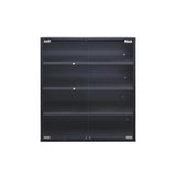 Banzeem Sneaker Storage with LED Lights for Up to 12 Pairs of Shoes, Four Layers Sleek Shoe Rack with Thick Glass Door, Clear Shoe Boxes Stackable and Wooden Showing Shoe Rack for Space Saving, Black Banzeem