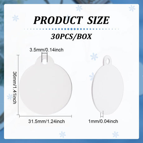 BENECREAT 30pcs Sublimation Aluminum Blank, Flat Round Aluminum Stamping Tag Blank Dog Tag Double Sided Transfer Tags for DIY Keychains, Pets Tags Project, 1.4x1.2" BENECREAT