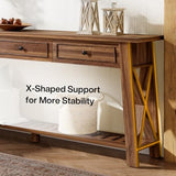 Tribesigns Console Table with 3 Storage Drawers, 70.87 Inches Extra Long Sofa Table Behind Couch with Bottom Shelf, Farmhouse Wooden Entryway Hallway Foyer Table for Living Room, Entrance (Walnut) Tribesigns