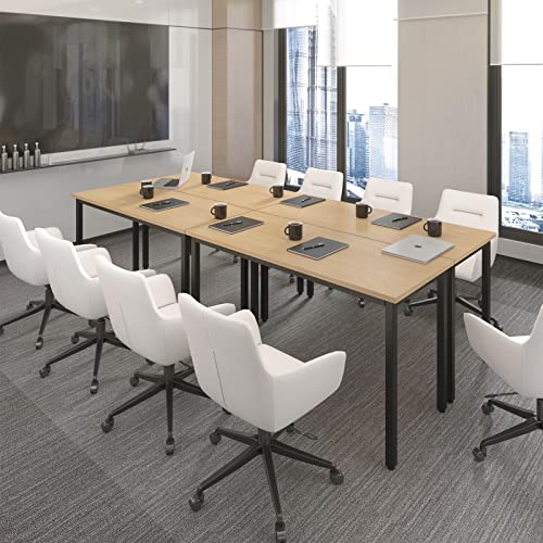 Conference Tables 8FT Large Meeting Table Rectangular Seminar Tables for Office Conference Meeting Room Modern and Space Saving Design (4PCS, Natural) - WoodArtSupply