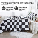 Andency Checkered Comforter Twin(66x90Inch), Black White Plaid Gingham Bed Set for Teen Boys Kids, Lightweight Microfiber Geometric Preppy Bedding, 2 Pieces Andency