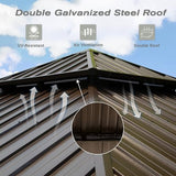Domi Hardtop Gazebos 8x8FT, Aluminum Metal Gazebo with Galvanized Steel Double Roof Canopy, Curtain and Netting, Permanent Gazebo Pavilion for Patio, Backyard, Deck and Lawn, Brown domi outdoor living