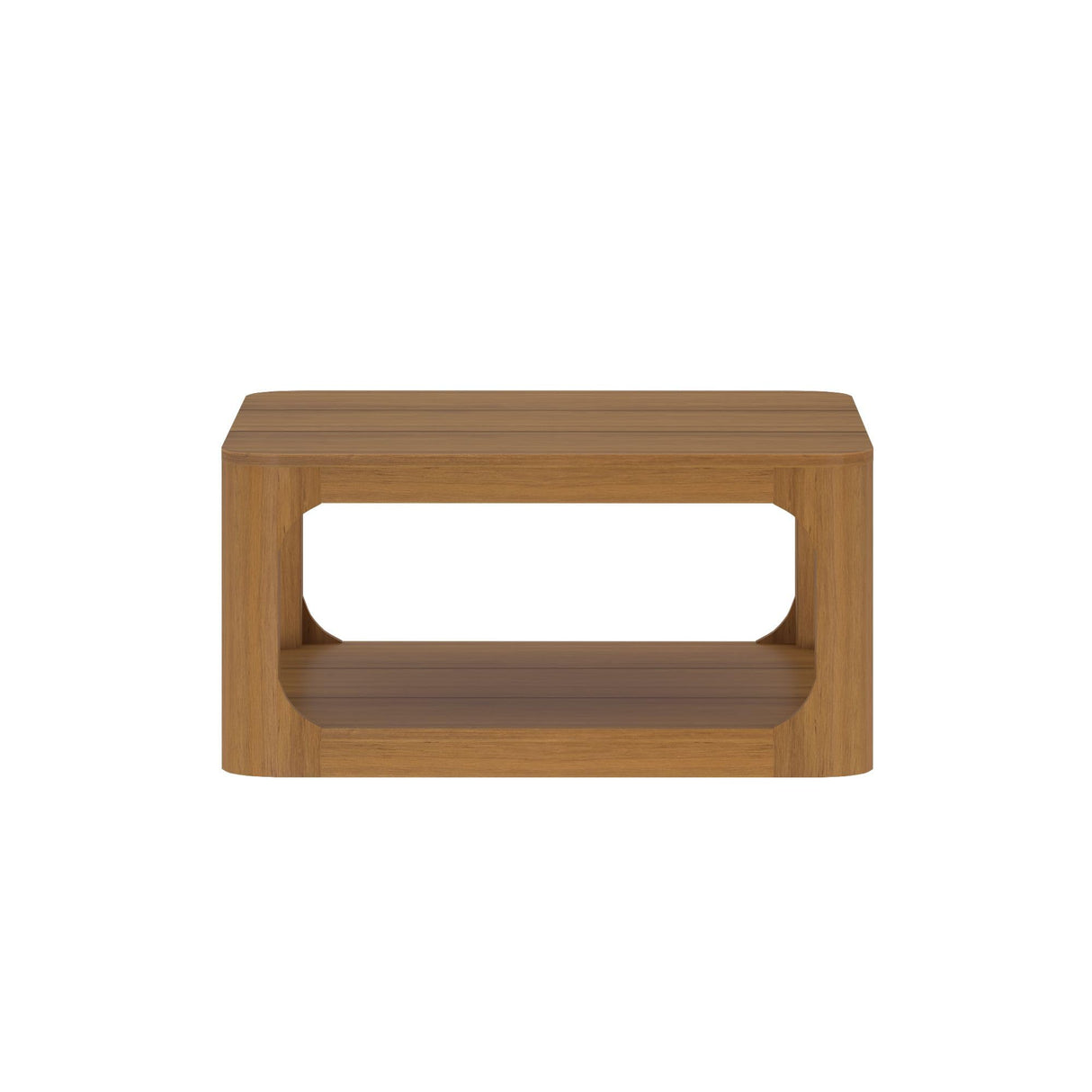 Plank+Beam Forma Coffee Table, Solid Wood 36 Inch Modern Coffee Table with Shelf, Contemporary Center Table with Storage Space, Square Tea Table with Storage, Pecan Plank+Beam