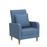 COLAMY Modern Upholstered Accent Chair Armchair with Pillow, Fabric Reading Living Room Side Chair,Single Sofa with Lounge Seat and Wood Legs, Blue COLAMY